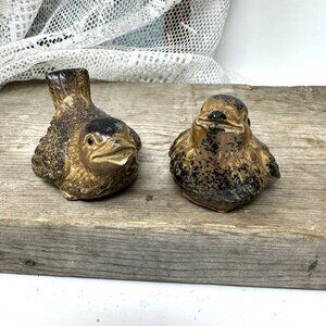 Vintage Hand-Painted Ceramic Bird Figurines Sparrows Japan